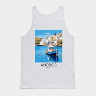 A Pop Art Travel Print of Chora Andros Island - Greece Tank Top